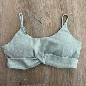 Lunalae blue glitter sports bra top